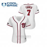 Camiseta Beisbol Mujer Washington Nationals Trea Turner 2019 Postemporada Cool Base Blanco