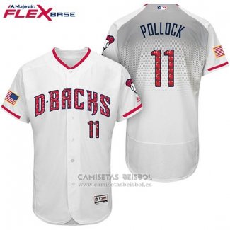 Camiseta Beisbol Hombre Arizona Diamondbacks 2017 Estrellas y Rayas 11 A.j. Pollock Blanco Flex Base