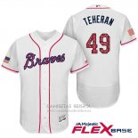 Camiseta Beisbol Hombre Atlanta Braves 2017 Estrellas y Rayas 49 Julio Teheran Blanco Flex Base