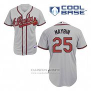 Camiseta Beisbol Hombre Atlanta Braves 25 Cameron Maybin Gris Cool Base