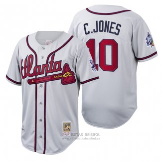 Camiseta Beisbol Hombre Atlanta Braves Chipper Jones Cooperstown Collection Autentico Blanco