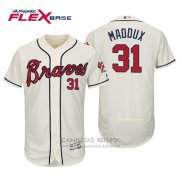 Camiseta Beisbol Hombre Atlanta Braves Greg Maddux Flex Base Autentico Collezione Alterno 2019 Crema
