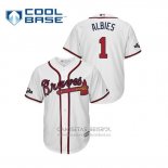 Camiseta Beisbol Hombre Atlanta Braves Ozzie Albies 2019 Postemporada Cool Base Blanco