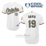Camiseta Beisbol Hombre Baltimore Orioles 19 Chris Davis Blanco Usmc Cool Base