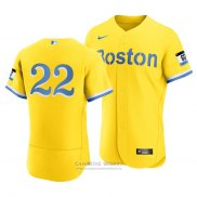 Camiseta Beisbol Hombre Boston Red Sox Danny Santana 2021 City Connect Autentico Oro