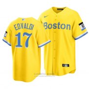 Camiseta Beisbol Hombre Boston Red Sox Nathan Eovaldi 2021 City Connect Replica Oro