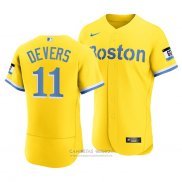 Camiseta Beisbol Hombre Boston Red Sox Rafael Devers 2021 City Connect Autentico Oro