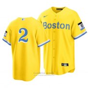 Camiseta Beisbol Hombre Boston Red Sox Xander Bogaerts 2021 City Connect Oro