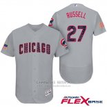Camiseta Beisbol Hombre Chicago Cubs 2017 Estrellas y Rayas Cubs 27 Addison Russell Gris Flex Base