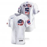 Camiseta Beisbol Hombre Chicago Cubs Albert Almora Jr 2020 Stars & Stripes 4th of July Blanco