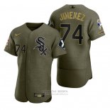Camiseta Beisbol Hombre Chicago White Sox Eloy Jimenez Camuflaje Digital Verde 2021 Salute To Service