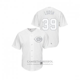 Camiseta Beisbol Hombre Cincinnati Reds Lucas Sims 2019 Players Weekend Loosh Replica Blanco