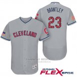 Camiseta Beisbol Hombre Cleveland Indians 2017 Estrellas y Rayas Michael Brantley Gris Flex Base