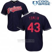 Camiseta Beisbol Hombre Cleveland Indians Josh Tomlin 43 Azul Cool Base