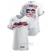 Camiseta Beisbol Hombre Cleveland Indians Mike Clevinger 2020 Stars & Stripes 4th of July Blanco