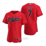 Camiseta Beisbol Hombre Cleveland Indians Myles Straw Autentico Alterno Rojo