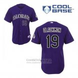 Camiseta Beisbol Hombre Colorado Rockies Charlie Blackmon 19 Violeta Alterno Cool Base