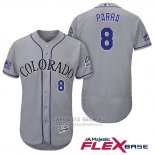 Camiseta Beisbol Hombre Colorado Rockies Gerardo Parra 8 Gris Autentico Collection Flex Base