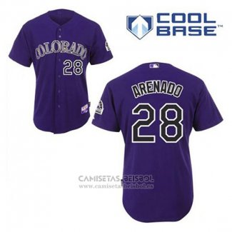 Camiseta Beisbol Hombre Colorado Rockies Nolan Arenado 28 Violeta Alterno Cool Base