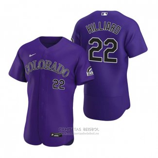 Camiseta Beisbol Hombre Colorado Rockies Sam Hilliard Autentico 2020 Alterno Violeta
