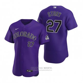 Camiseta Beisbol Hombre Colorado Rockies Trevor Story Autentico 2020 Alterno Violeta