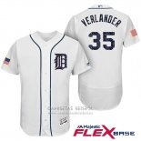 Camiseta Beisbol Hombre Detroit Tigers 2017 Estrellas y Rayas Justin Verlander Blanco Flex Base