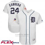 Camiseta Beisbol Hombre Detroit Tigers 2017 Estrellas y Rayas Miguel Cabrera Blanco Flex Base