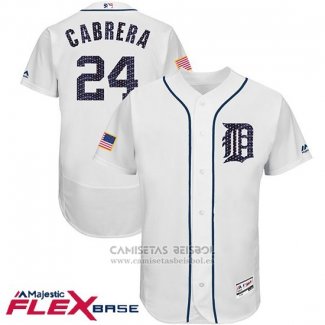 Camiseta Beisbol Hombre Detroit Tigers 2017 Estrellas y Rayas Miguel Cabrera Blanco Flex Base