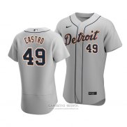 Camiseta Beisbol Hombre Detroit Tigers Willi Castro Autentico Road Gris