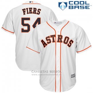 Camiseta Beisbol Hombre Houston Astros 54 Mike Fiers Blanco Primera Cool Base