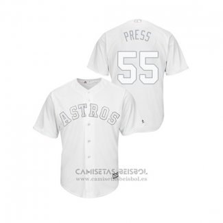 Camiseta Beisbol Hombre Houston Astros Ryan Pressly 2019 Players Weekend Press Replica Blanco