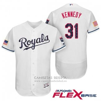 Camiseta Beisbol Hombre Kansas City Royals 2017 Estrellas y Rayas Ian Kennedy Blanco Flex Base