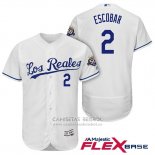 Camiseta Beisbol Hombre Kansas City Royals Alcides Escobar Blanco Flex Base3