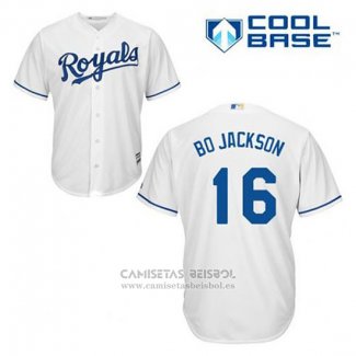 Camiseta Beisbol Hombre Kansas City Royals Bo Jackson 16 Blanco Primera Cool Base