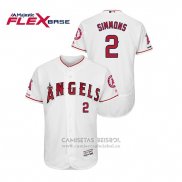 Camiseta Beisbol Hombre Los Angeles Angels Andrelton Simmons 150th Aniversario Patch Flex Base Blanco