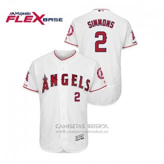 Camiseta Beisbol Hombre Los Angeles Angels Andrelton Simmons 150th Aniversario Patch Flex Base Blanco