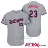 Camiseta Beisbol Hombre Los Angeles Dodgers 2017 Estrellas y Rayas Adrian Gonzalez Gris Flex Base