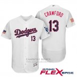 Camiseta Beisbol Hombre Los Angeles Dodgers 2017 Estrellas y Rayas Carl Crawford Blanco Flex Base