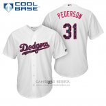 Camiseta Beisbol Hombre Los Angeles Dodgers 2017 Estrellas y Rayas Joc Pederson Blanco Cool Base