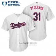 Camiseta Beisbol Hombre Los Angeles Dodgers 2017 Estrellas y Rayas Joc Pederson Blanco Cool Base