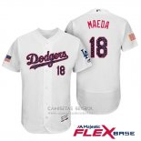 Camiseta Beisbol Hombre Los Angeles Dodgers 2017 Estrellas y Rayas Kenta Maeda Blanco Flex Base