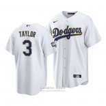 Camiseta Beisbol Hombre Los Angeles Dodgers Chris Taylor 2021 Gold Program Replica Blanco
