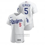 Camiseta Beisbol Hombre Los Angeles Dodgers Corey Seager Autentico Blanco