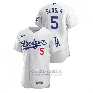 Camiseta Beisbol Hombre Los Angeles Dodgers Corey Seager Autentico Blanco