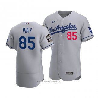 Camiseta Beisbol Hombre Los Angeles Dodgers Dustin May 2020 Autentico Road Gris