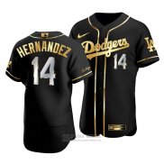 Camiseta Beisbol Hombre Los Angeles Dodgers Enrique Hernandez Golden Edition Autentico Negro