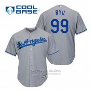 Camiseta Beisbol Hombre Los Angeles Dodgers Hyun Jin Ryu 99 Gris Cool Base