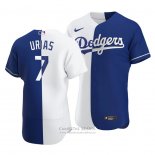Camiseta Beisbol Hombre Los Angeles Dodgers Julio Urias Blanco Azul