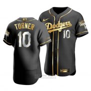 Camiseta Beisbol Hombre Los Angeles Dodgers Justin Turner Black 2020 World Series Champions Golden Limited Authentic