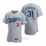 Camiseta Beisbol Hombre Los Angeles Dodgers Max Scherzer Autentico Alterno Gris